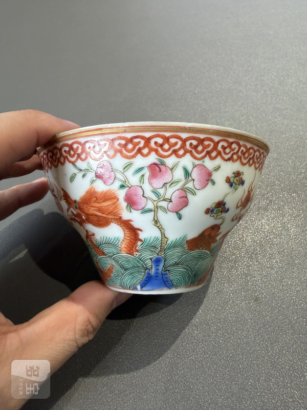 清嘉庆 粉彩鱼化龙图茶壶杯碟十三件 - 图44